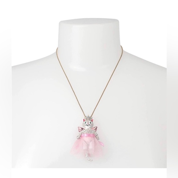 NWT 💖💎 Betsey Johnson Cat Fairy Pendant Slider Necklace Pink & Gold - Picture 3 of 12